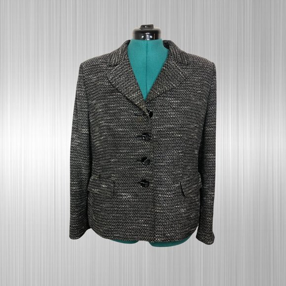 Vintage Petite Evan-Picone Dark Grey Suit Blazer, Textured, Size 16P - Picture 1 of 5